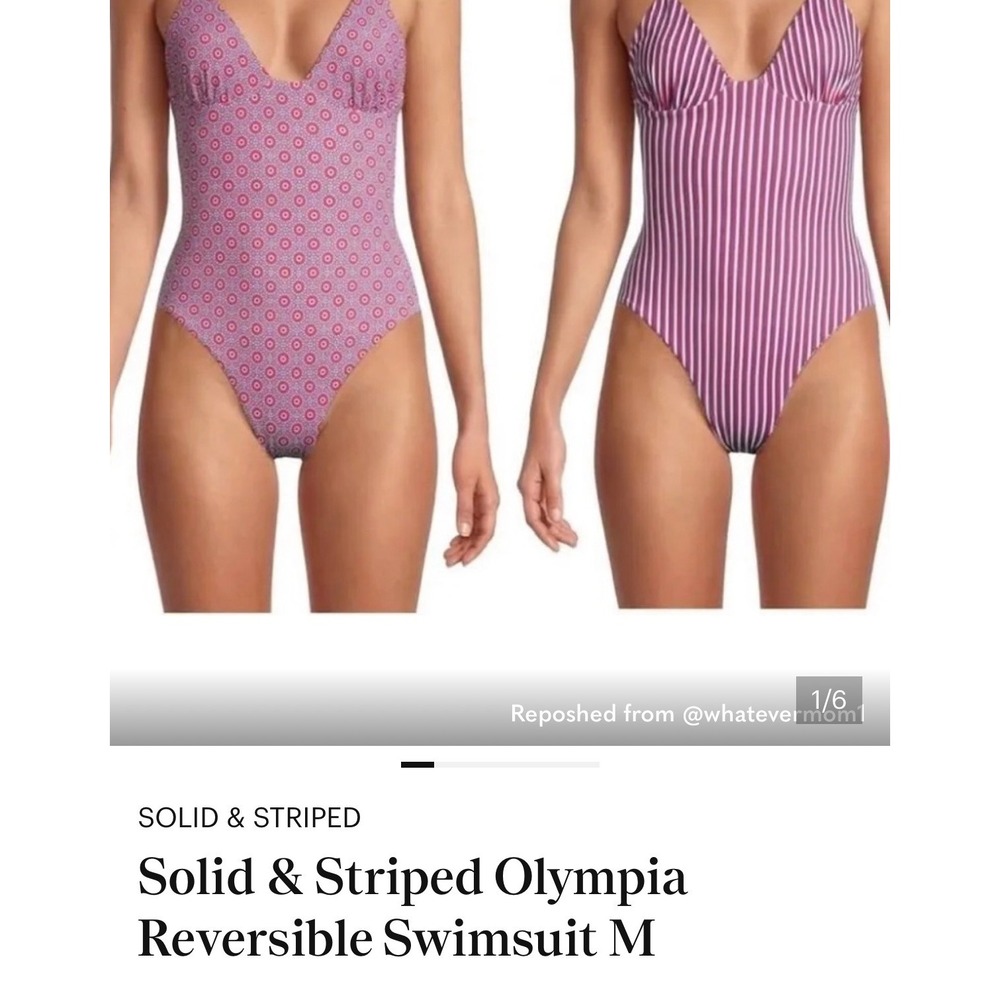 Solid & Striped Olympia Reversible Swimsuit Mosaic Floral Pinstripe RE22-022MF-S